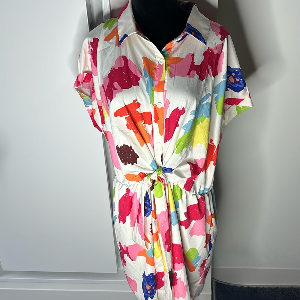 Vintage Forever 21 Paint stroke Belted Romper SizeL